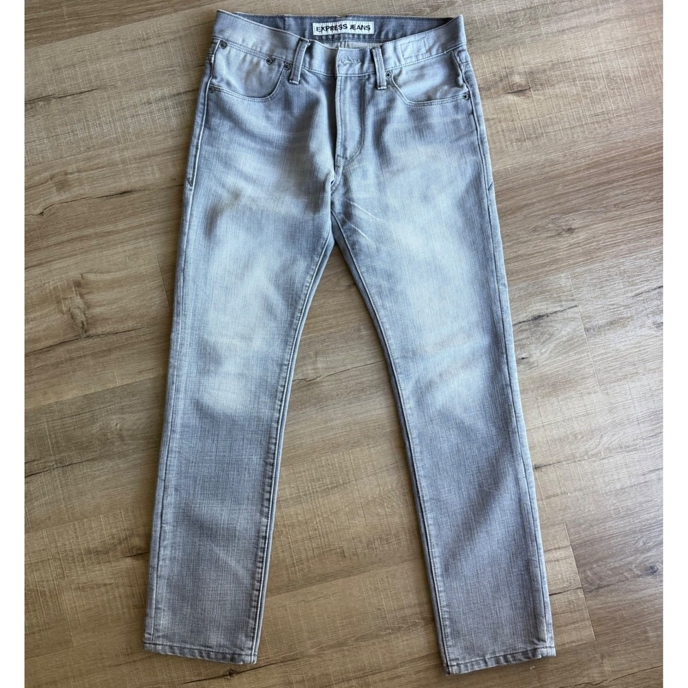 Express Rocco Slim Fit Skinny Leg Gray‎ Denim Jeans Mens 29x30 Light Wash